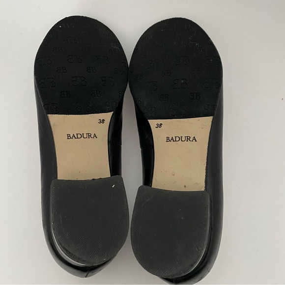 Badura black pump gold hardware block heel soft leather 38 EU 7 US - Picture 5 of 6